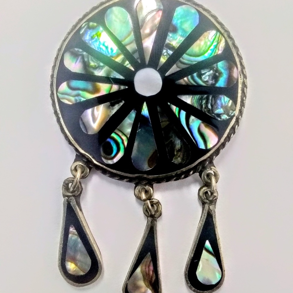 Alpaca Mexico Silver Enamel Brooch